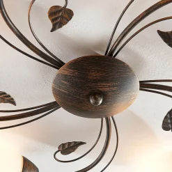 Lindby plafondlamp Stefania, 5-lamps, zwart/goud, Ø58cm