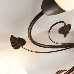 Lindby plafondlamp Stefania, 5-lamps, zwart/goud, Ø58cm