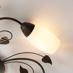 Lindby plafondlamp Stefania, 5-lamps, zwart/goud, Ø58cm