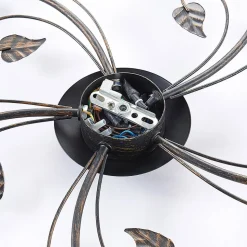 Lindby plafondlamp Stefania, 5-lamps, zwart/goud, Ø58cm