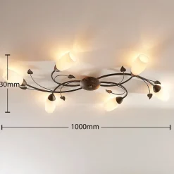 Lindby plafondlamp Stefania, 6-lamps, zwart/goud, 68cm