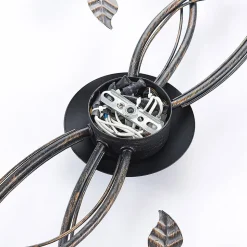 Lindby plafondlamp Stefania, 6-lamps, zwart/goud, 68cm