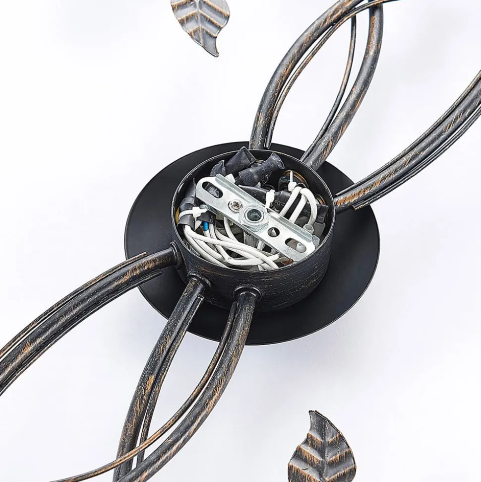 Lindby plafondlamp Stefania, 6-lamps, zwart/goud, 68cm