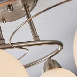 Lindby plafondlamp Svean, 6-lamps, wit, glas, lengte 75cm