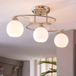 Lindby plafondlamp Svean, 3-vlams, wit, glas, lengte 60 cm