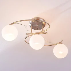 Lindby plafondlamp Svean, 3-vlams, wit, glas, lengte 60 cm