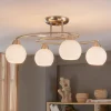 Lindby plafondlamp Svean, 4-lichts, wit, glas, lengte 42,5cm