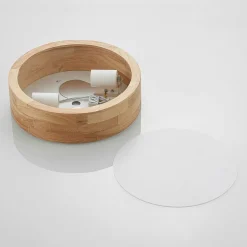 Lindby plafondlamp Tanju, Ø 30 cm, 2-lamps, eikenhout, E27