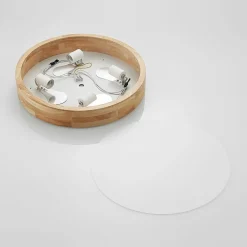Lindby plafondlamp Tanju, Ø 50 cm, 4-lamps, eikenhout, E27