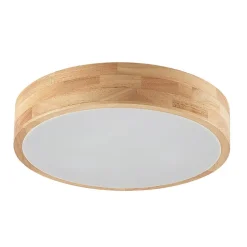 Lindby plafondlamp Tanju, Ø 40 cm, 3-lamps, eikenhout, E27