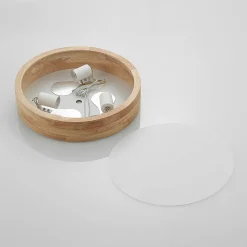 Lindby plafondlamp Tanju, Ø 40 cm, 3-lamps, eikenhout, E27