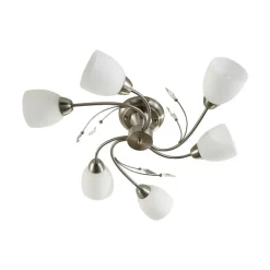 Lindby plafondlamp Tatas, Ø 64 cm, nikkel, 6-lamps, glas