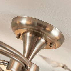 Lindby plafondlamp Tatas, Ø 64 cm, nikkel, 6-lamps, glas