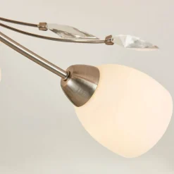 Lindby plafondlamp Tatas, Ø 64 cm, nikkel, 6-lamps, glas