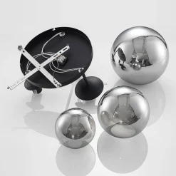 Lindby plafondlamp Teeja, rook, 3-lamps, Ø47cm, glas, E27