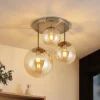 Lindby plafondlamp Teeja, amber, 3-lamps, Ø47cm, glas, E27