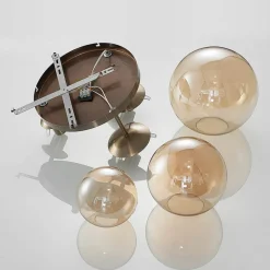 Lindby plafondlamp Teeja, amber, 3-lamps, Ø47cm, glas, E27