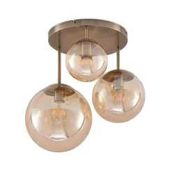 Lindby plafondlamp Teeja, amber, 3-lamps, Ø47cm, glas, E27
