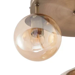 Lindby plafondlamp Teeja, amber, 3-lamps, Ø47cm, glas, E27