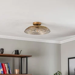 Lindby plafondlamp Thorian, Ø 40 cm, goudkleurig, ijzer