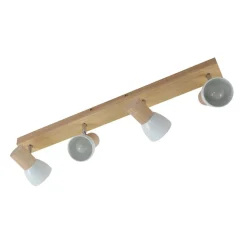 Lindby plafondlamp Thorin, 67 cm, 4-lamps, wit, hout, E14