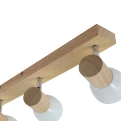 Lindby plafondlamp Thorin, 67 cm, 4-lamps, wit, hout, E14