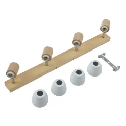 Lindby plafondlamp Thorin, 67 cm, 4-lamps, wit, hout, E14