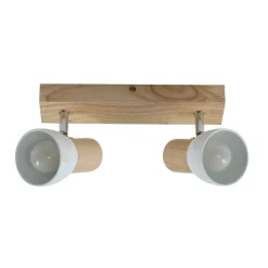 Lindby plafondlamp Thorin, 27 cm, 2-lamps, wit, hout, E14