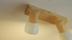 Lindby plafondlamp Thorin, 27 cm, 2-lamps, wit, hout, E14