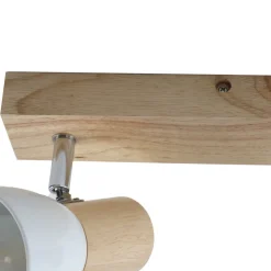 Lindby plafondlamp Thorin, 27 cm, 2-lamps, wit, hout, E14