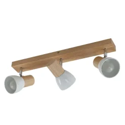 Lindby plafondlamp Thorin, 47 cm, 3-lamps, wit, hout, E14