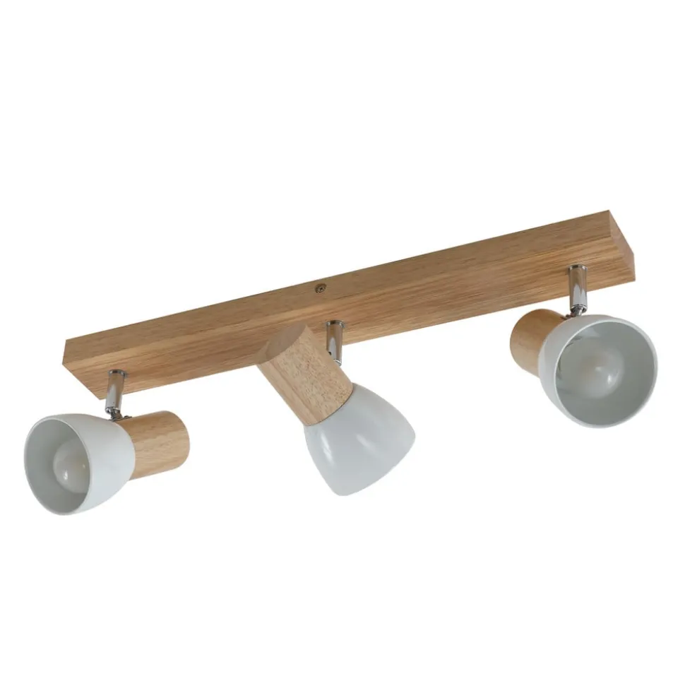 Lindby plafondlamp Thorin, 47 cm, 3-lamps, wit, hout, E14