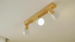 Lindby plafondlamp Thorin, 47 cm, 3-lamps, wit, hout, E14