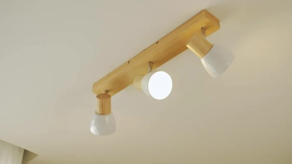 Lindby plafondlamp Thorin, 47 cm, 3-lamps, wit, hout, E14