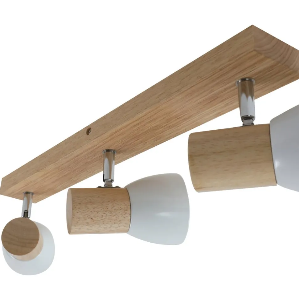 Lindby plafondlamp Thorin, 47 cm, 3-lamps, wit, hout, E14