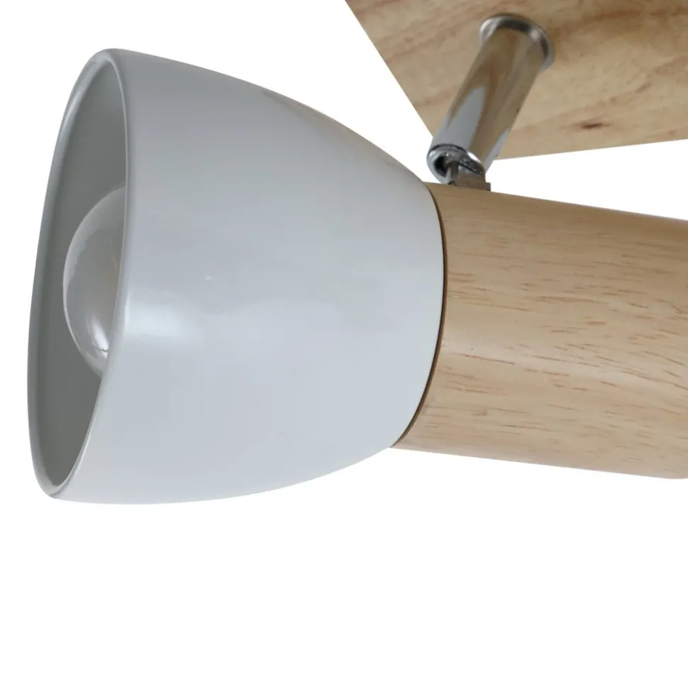 Lindby plafondlamp Thorin, 47 cm, 3-lamps, wit, hout, E14