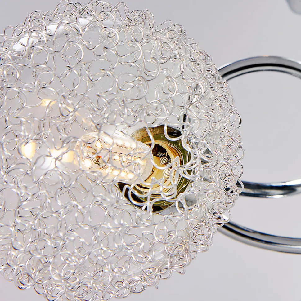 Lindby plafondlamp Ticino, Ø 40 cm, chroom, glas, metaal