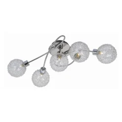 Lindby plafondlamp Ticino, 65 cm, 5-lamps, metaal, glas