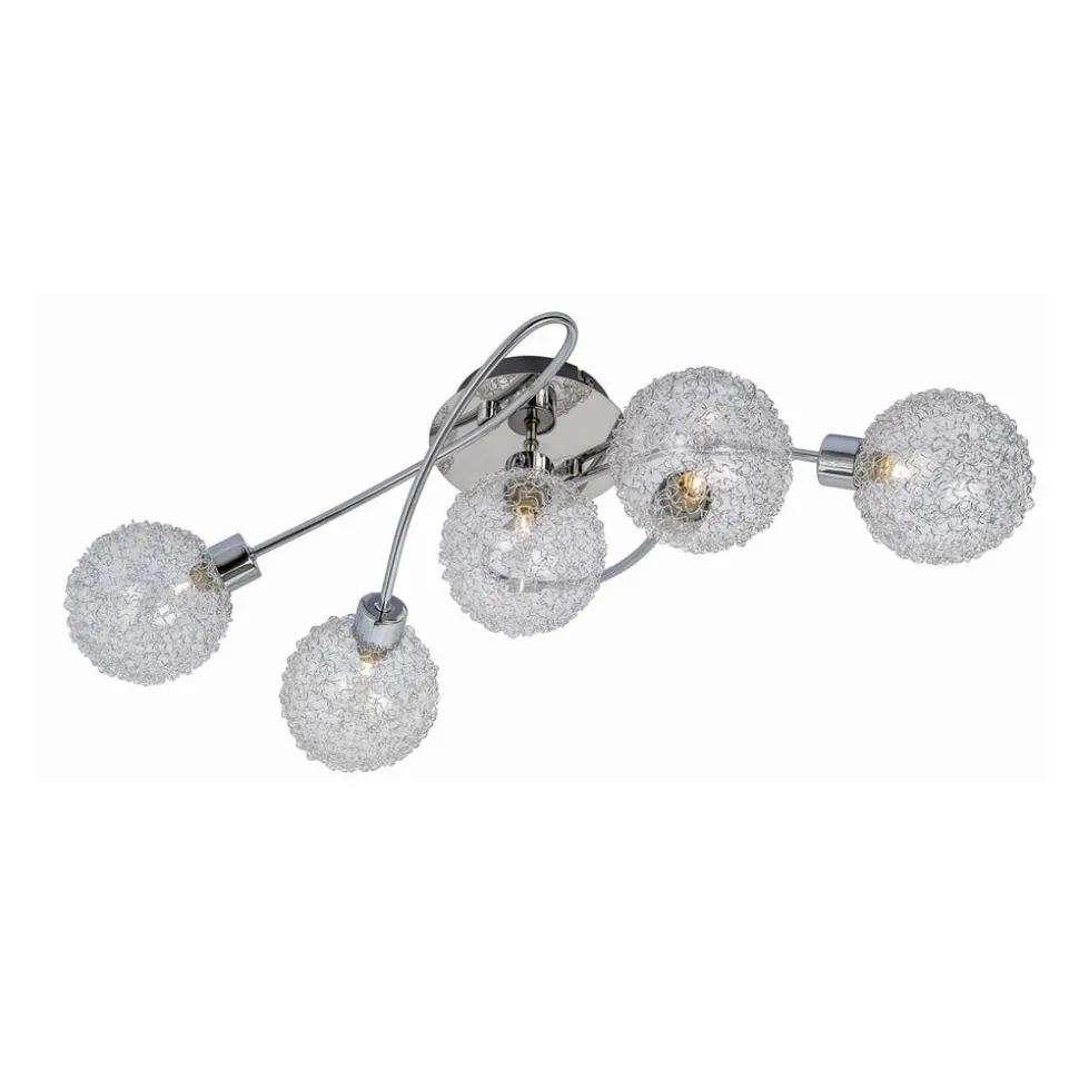 Lindby plafondlamp Ticino, 65 cm, 5-lamps, metaal, glas