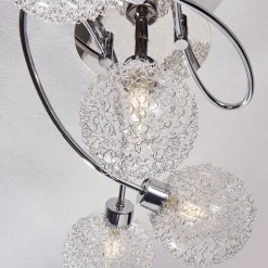 Lindby plafondlamp Ticino, 65 cm, 5-lamps, metaal, glas