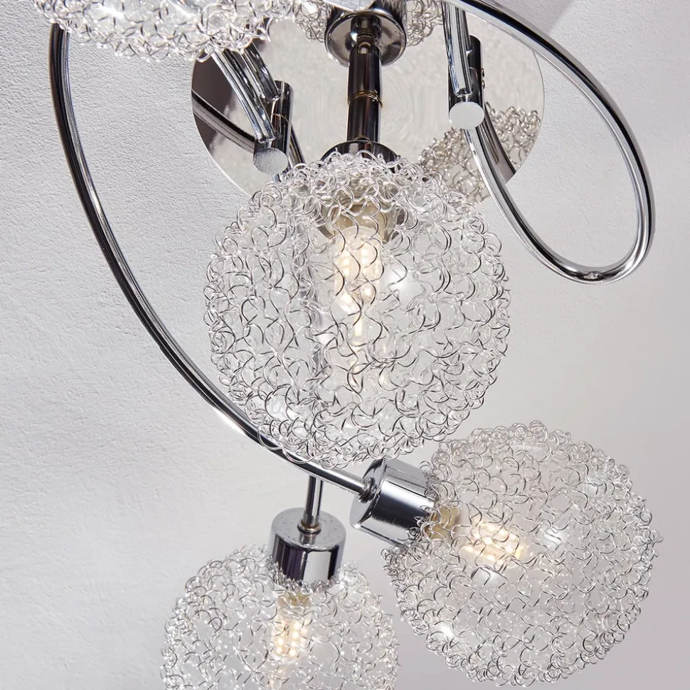 Lindby plafondlamp Ticino, 65 cm, 5-lamps, metaal, glas