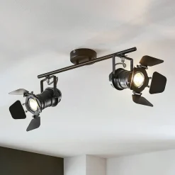 Lindby plafondlamp Tilen, 2-lamps, zwart, metaal, 26cm