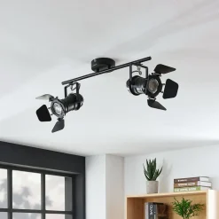 Lindby plafondlamp Tilen, 2-lamps, zwart, metaal, 26cm