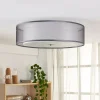 Lindby plafondlamp Tobia, grijs, textiel, Ø 50 cm, E27