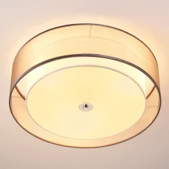Lindby plafondlamp Tobia, grijs, textiel, Ø 50 cm, E27