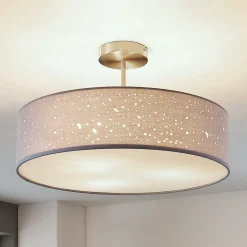 Lindby plafondlamp Umma, afstand, grijs, stof, Ø 50 cm, E27