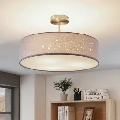 Lindby plafondlamp Umma, afstand, grijs, stof, Ø 50 cm, E27