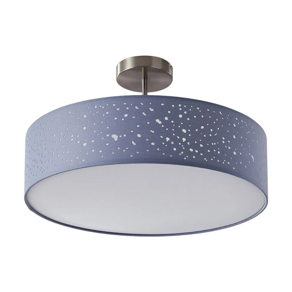 Lindby plafondlamp Umma, afstand, grijs, stof, Ø 50 cm, E27