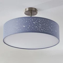 Lindby plafondlamp Umma, afstand, grijs, stof, Ø 50 cm, E27