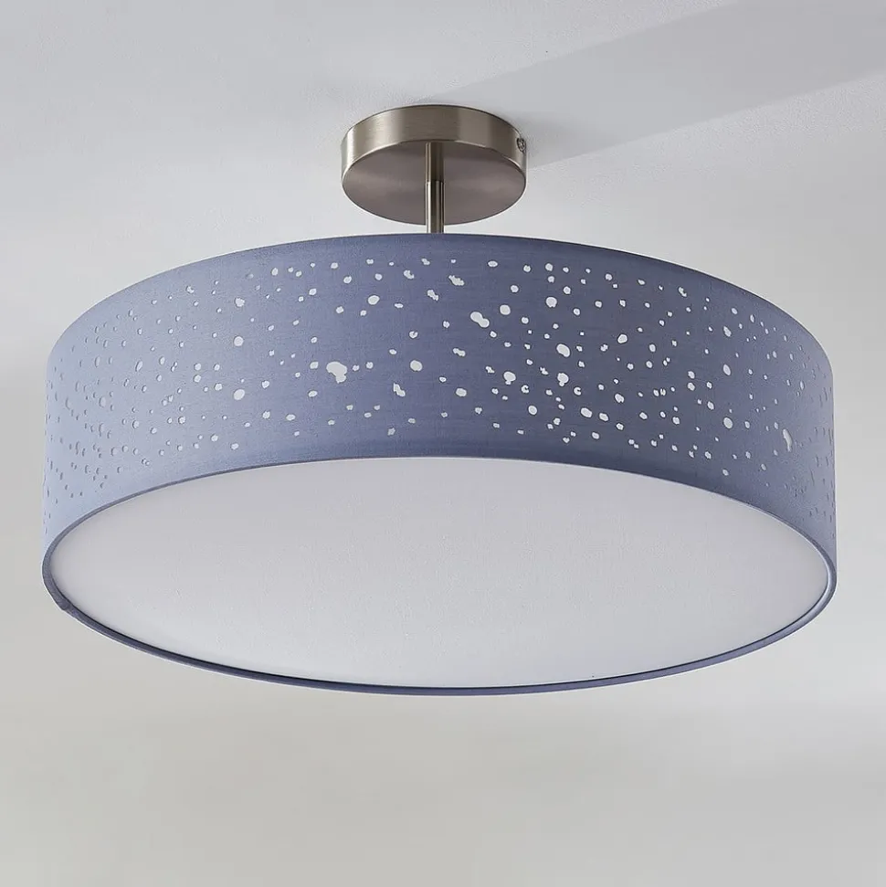 Lindby plafondlamp Umma, afstand, grijs, stof, Ø 50 cm, E27